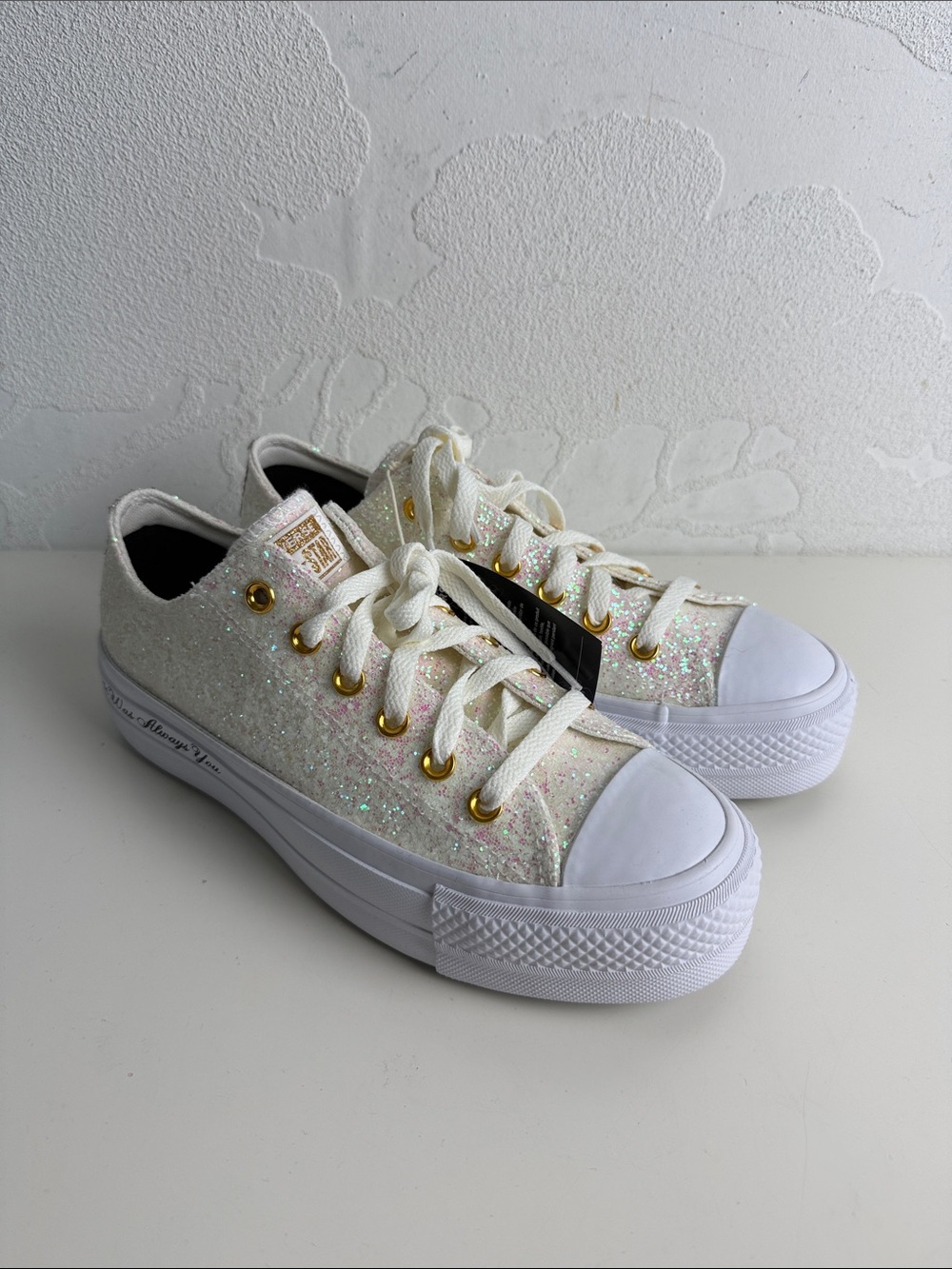 Converse Chuck Taylor All Star Lift Platform Glitter Wedding Sneakers Size 8 NWT